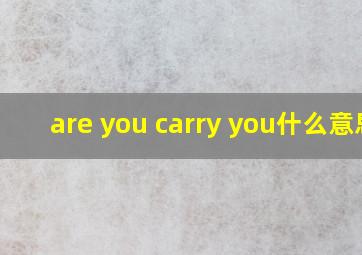 are you carry you什么意思